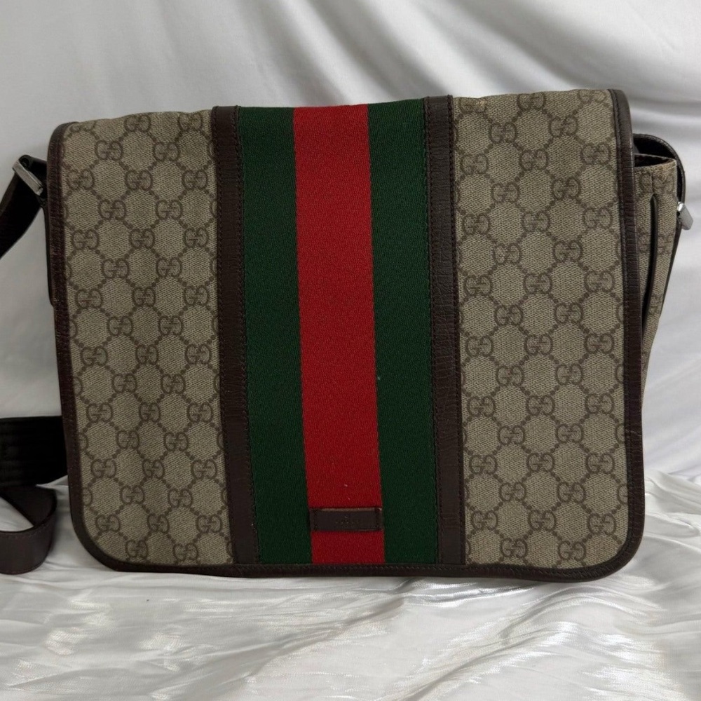 Authentic Gucci Brown and Red Messenger Bag
